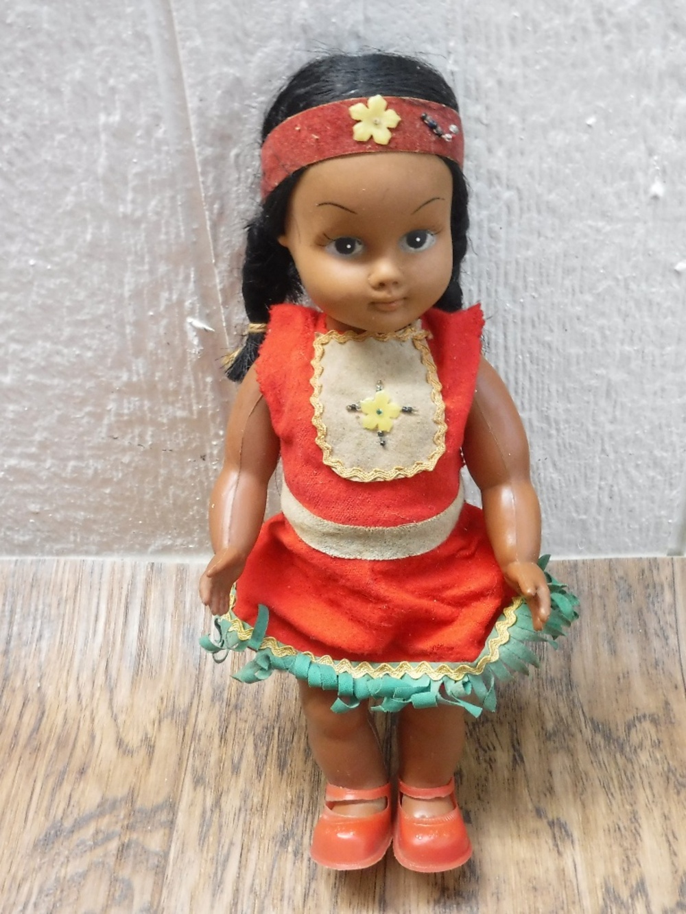 The Unbranded Vintage Plastic Rubber Native American Indian Girl Doll